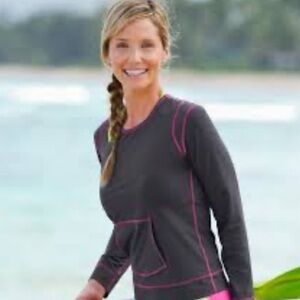 Athleta Long Sleeve Gray Kangaroo Pocket Top Size S